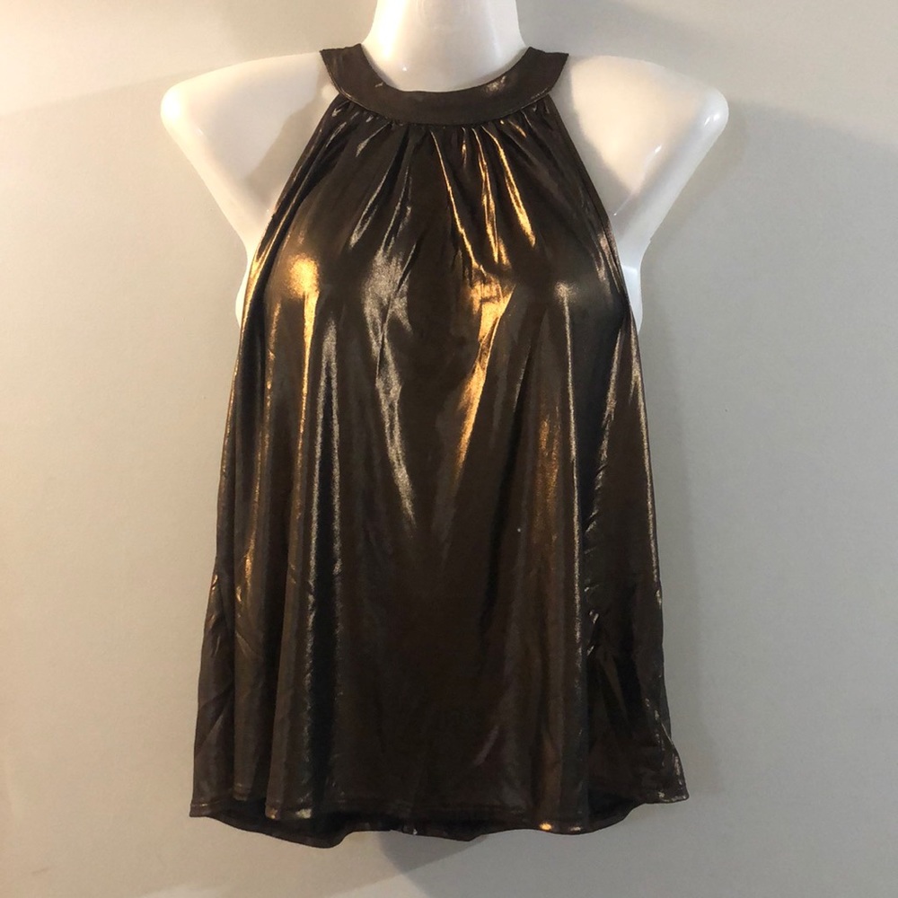 Shimmery bronze/brown sleeveless halter top- size small